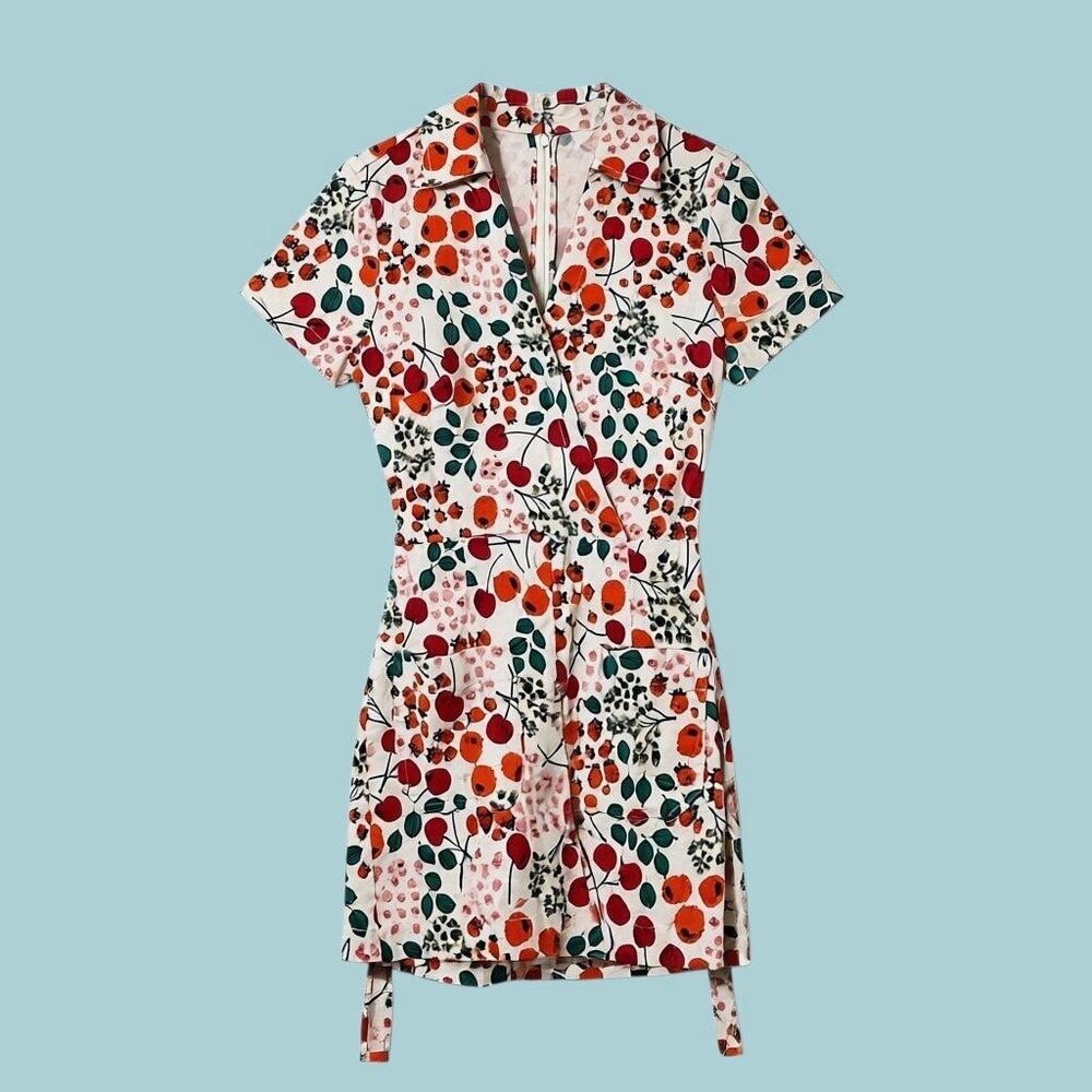 Mauve by Anthropologie Red and Pink Floral Romper Shorts Size US M 10